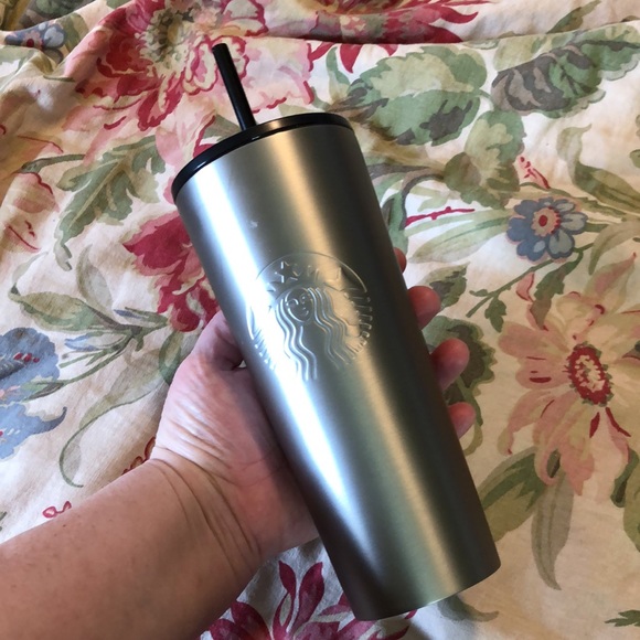 STARBUCKS Large venti Stainless Steel Cold Drink Cup Dual-Wall Black Straw NEW - Picture 7 of 14